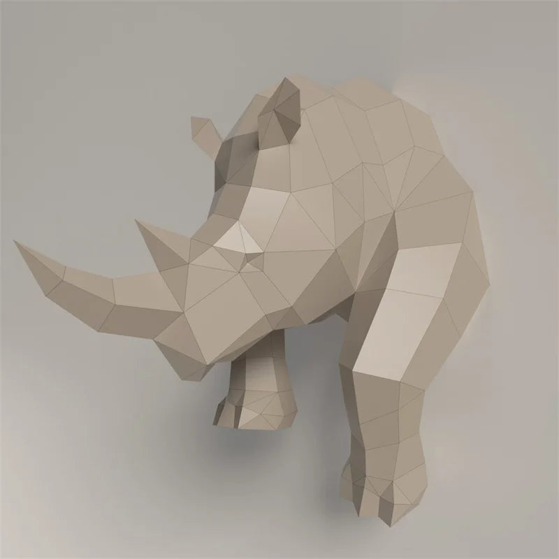 53cm Origami Wall Sculpture 3D Paper Rhinoceros to Assemble DIY