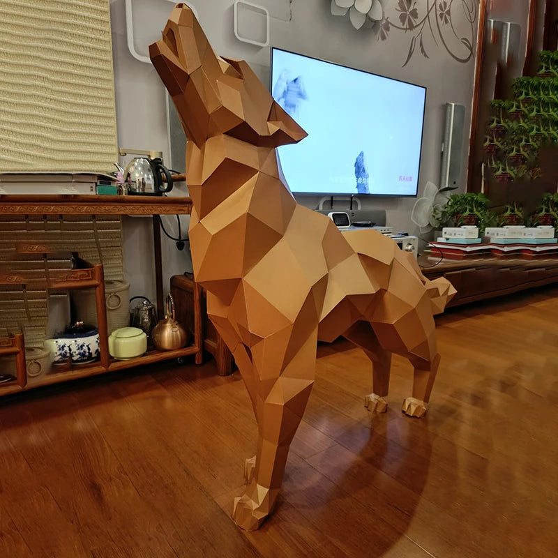 Sculpture Origami 120 cm Loup en Papier 3D à Assembler DIY