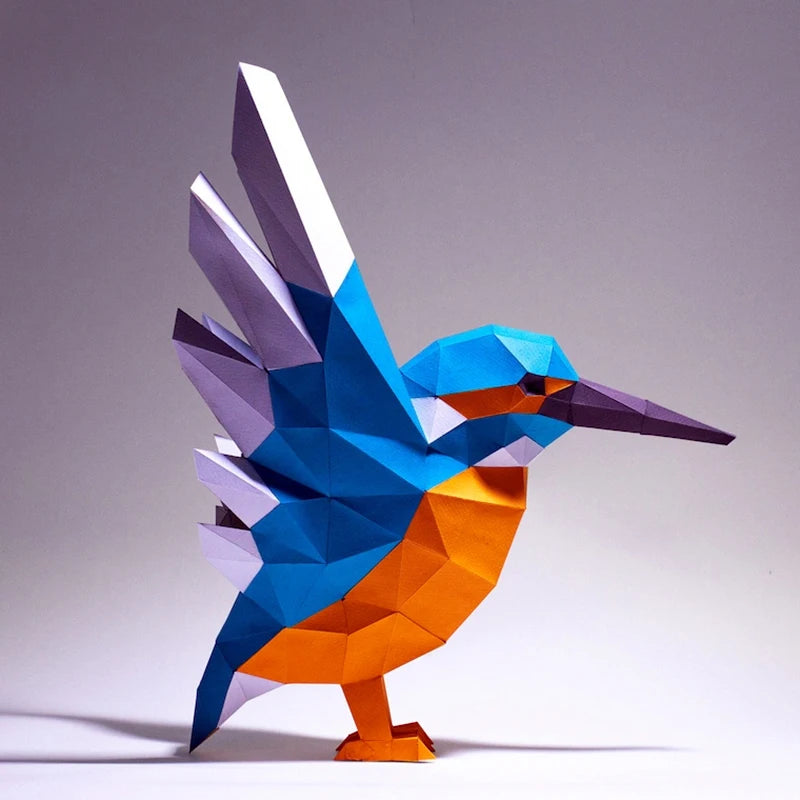 41.8cm Origami Kingfisher Bird 3D Paper Sculpture to Assemble DIY