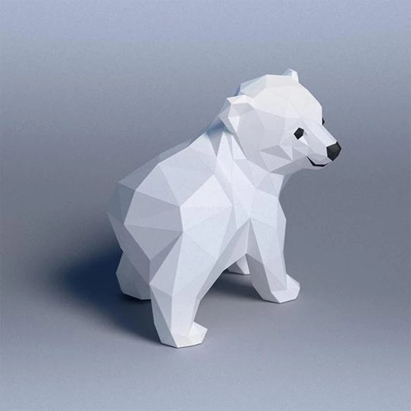 31 cm Origami Polar Bear 3D Paper Sculpture to Assemble DIY