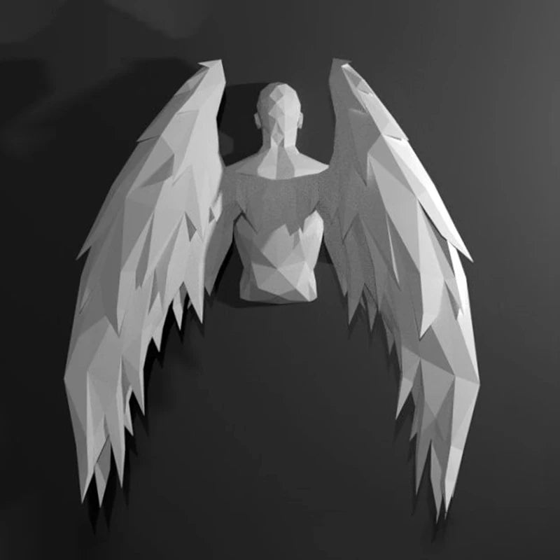 Origami Wall Sculpture 70 cm 3D Paper Angel Bust to Assemble DIY