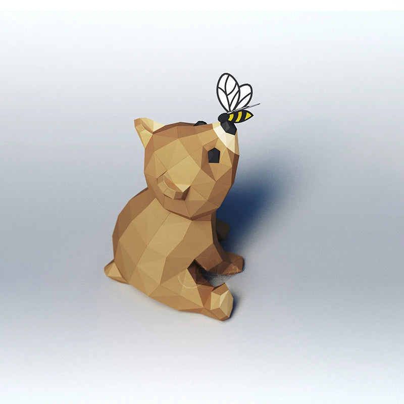 39 cm Origami Paper Bear 3D Sculpture to Assemble DIY