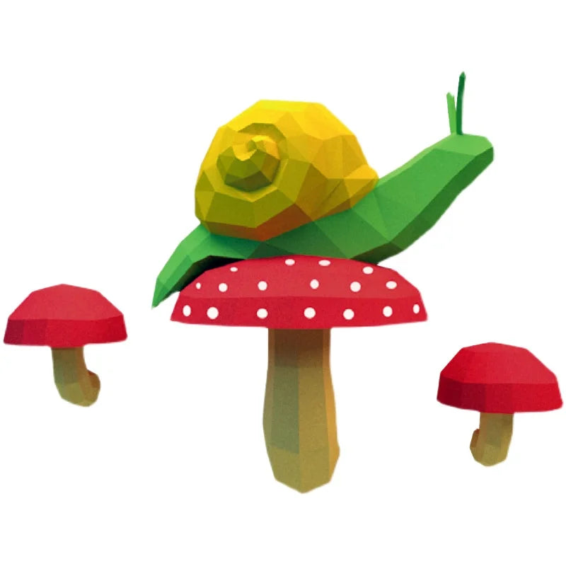 Origami Wall Sculpture 18/61 cm 3D Paper Snail Mushrooms to Assemble DIY