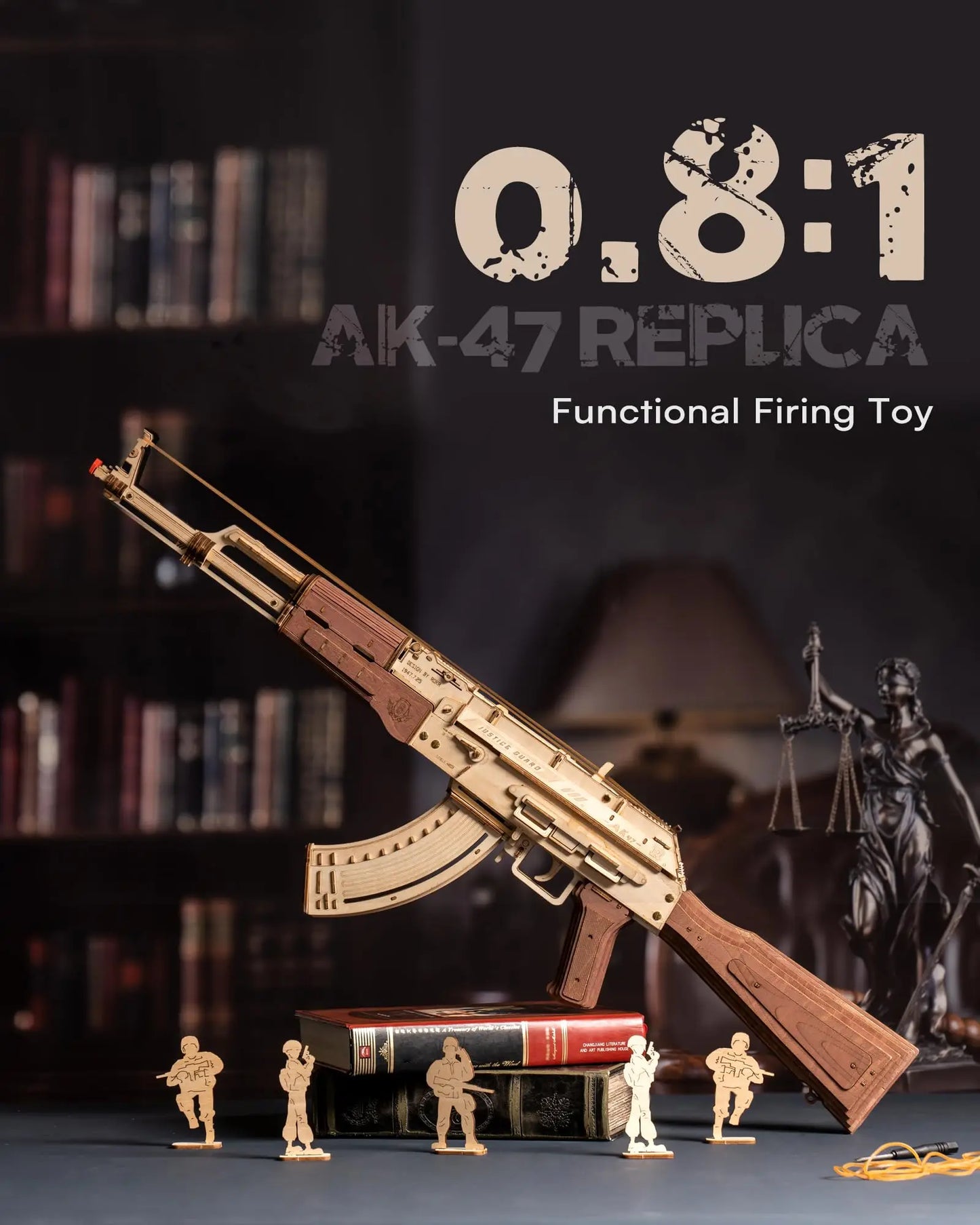 Réplica del rifle automático AK47 en rompecabezas de madera 3D