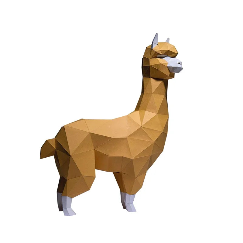 Escultura de papel 3D de alpaca de origami de 53 cm para armar DIY