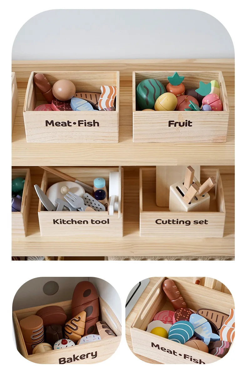 Juguete de madera Montessori para cortar comida