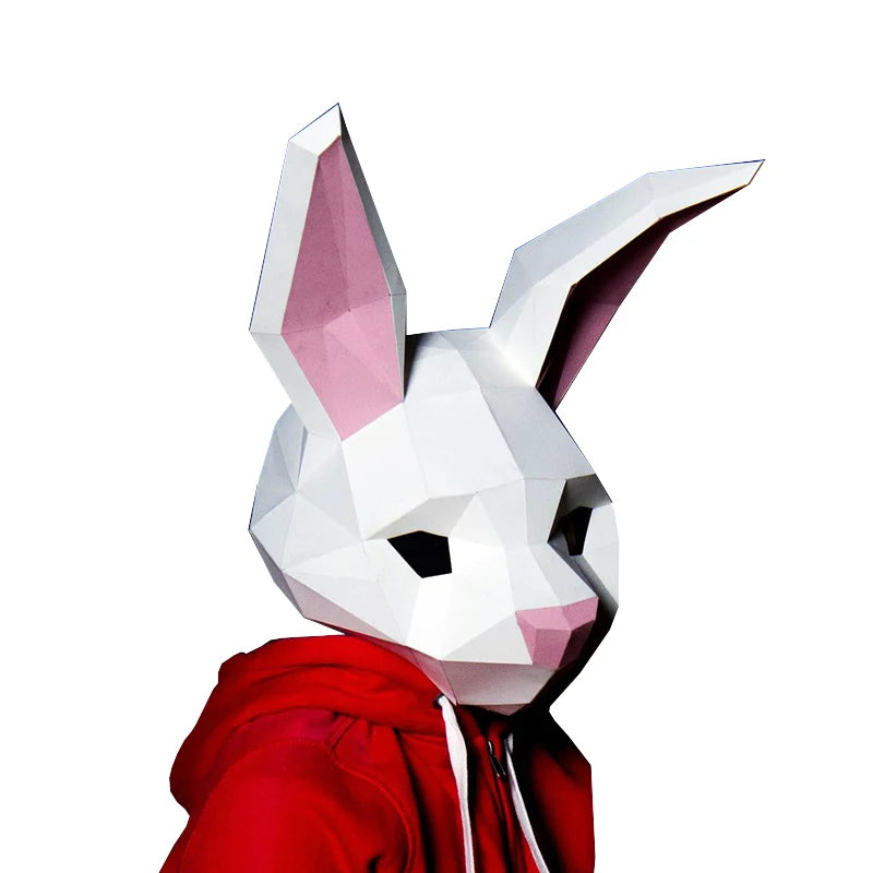 Origami 47 cm 3D Paper Rabbit Costume Mask to Assemble DIY