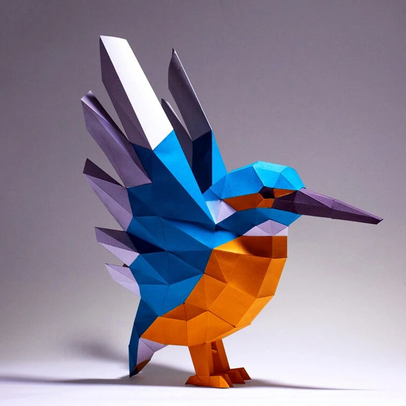 41.8cm Origami Kingfisher Bird 3D Paper Sculpture to Assemble DIY