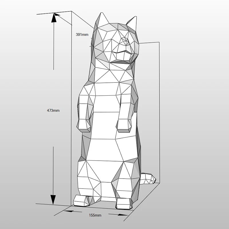 Origami Sculpture 47/54 cm 3D Paper Cats to Assemble DIY