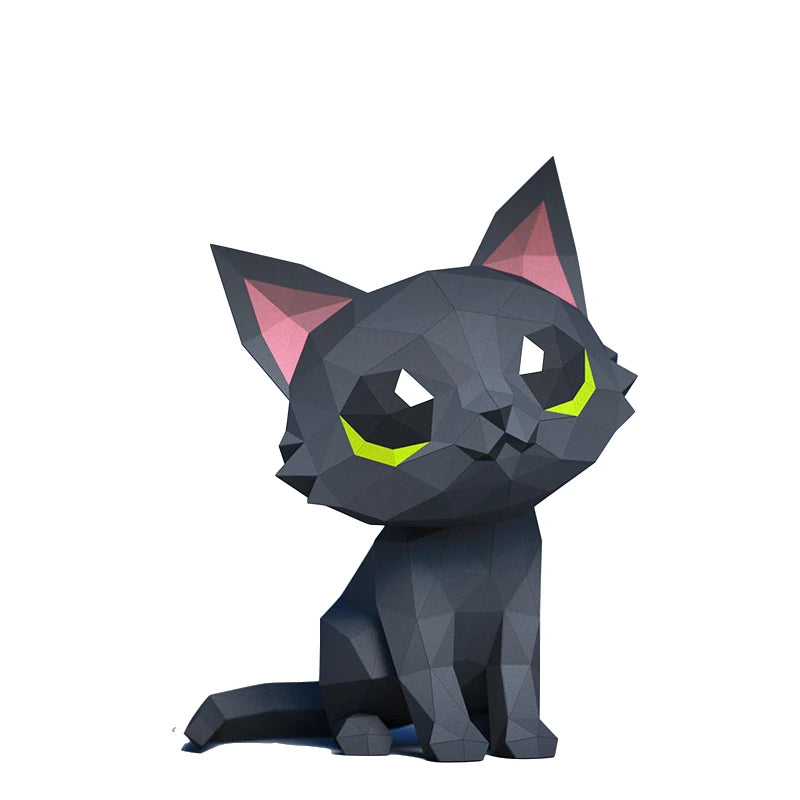 32 cm Origami Paper Cat 3D Sculpture to Assemble DIY