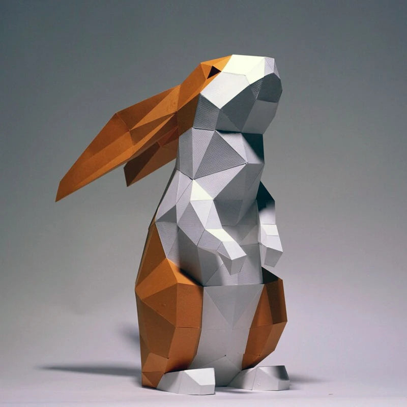 Escultura de papel 3D de conejo de origami de 43 cm para armar.