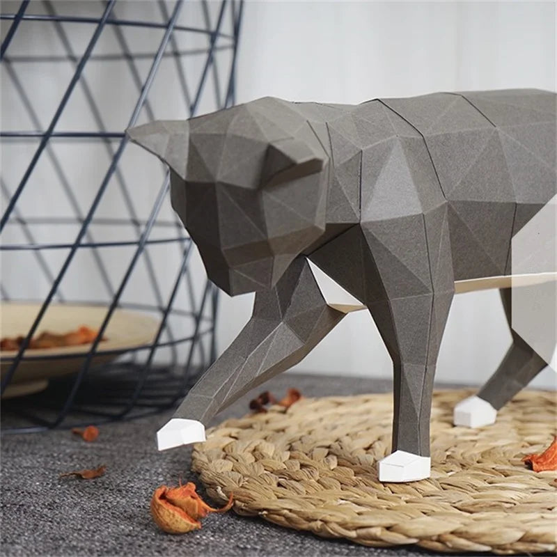 46cm Origami 3D Paper Cat Sculpture to Assemble DIY