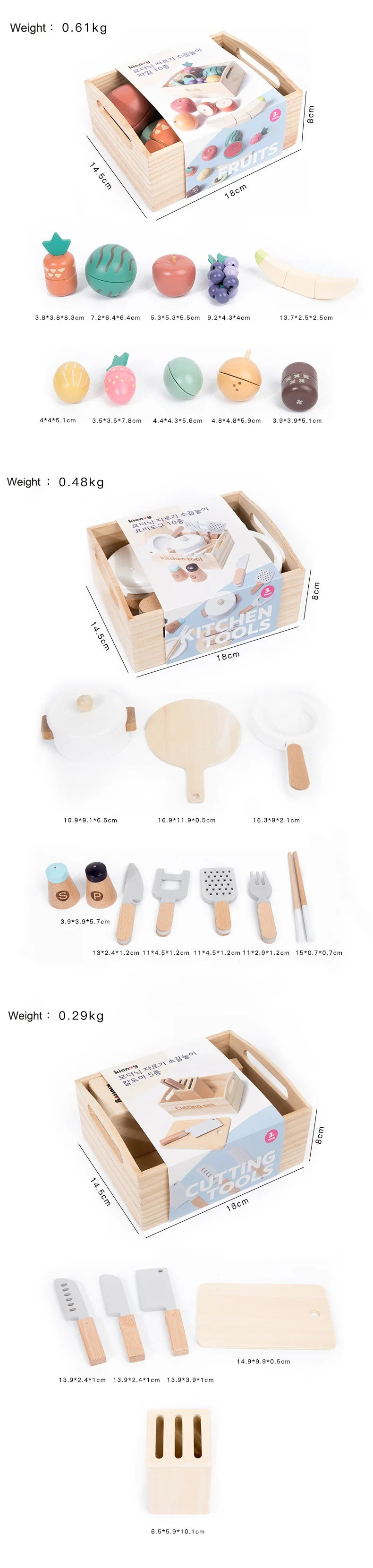 Juguete de madera Montessori para cortar comida