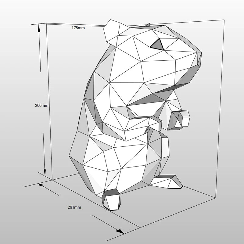 19/30 cm Origami Sculpture Hamsters in 3D Paper to Assemble DIY