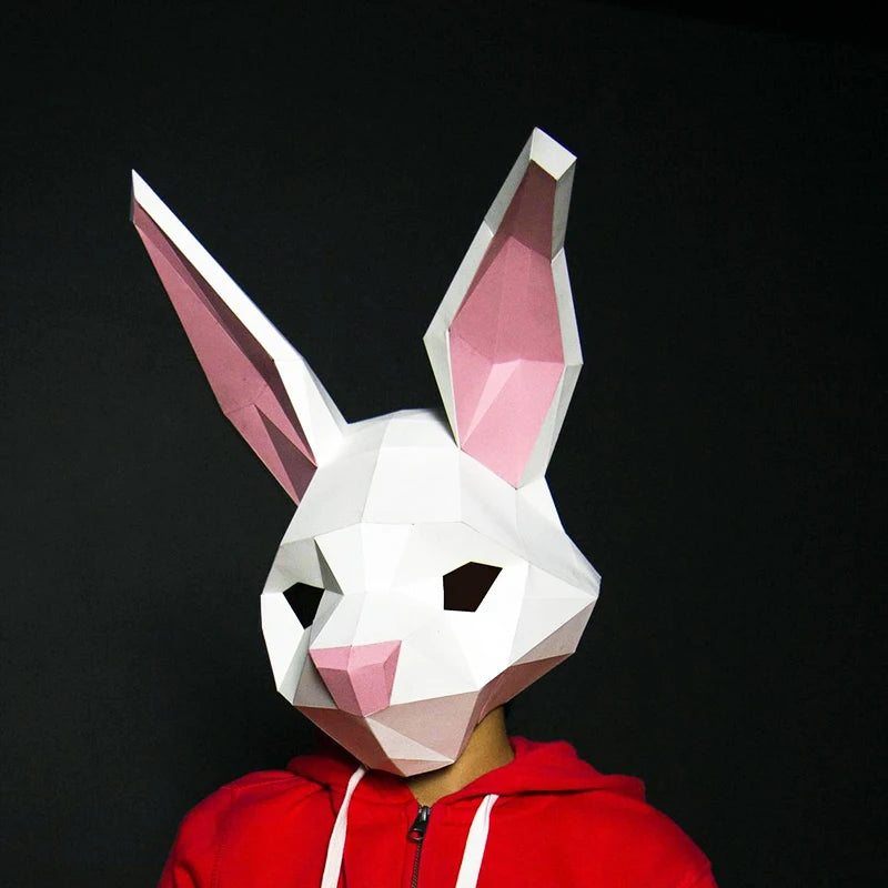 Origami 47 cm 3D Paper Rabbit Costume Mask to Assemble DIY