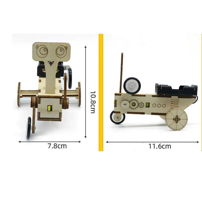 Rompecabezas de robot autómata rodante eléctrico de madera en 3D