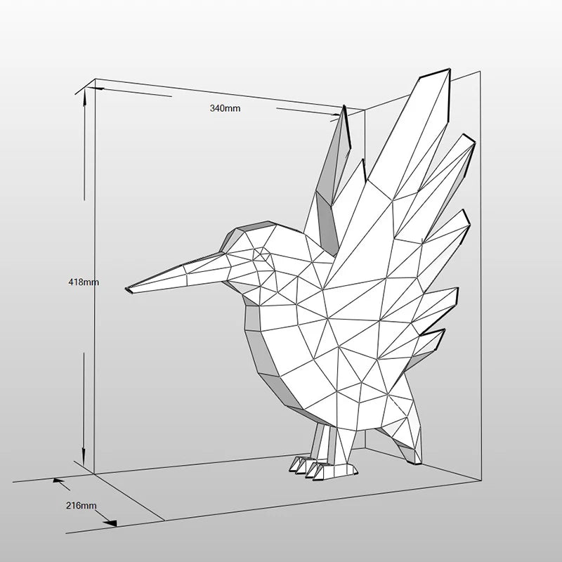 41.8cm Origami Kingfisher Bird 3D Paper Sculpture to Assemble DIY