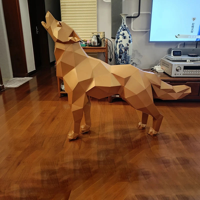 Sculpture Origami 120 cm Loup en Papier 3D à Assembler DIY