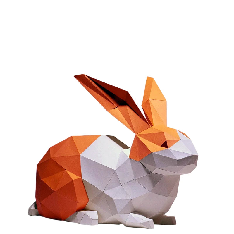 Escultura de papel 3D de conejo de origami de 37 cm para armar.