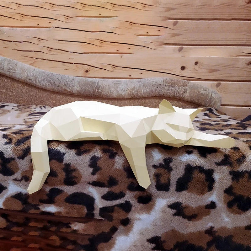 50 cm Origami 3D Paper Cat Sculpture to Assemble DIY