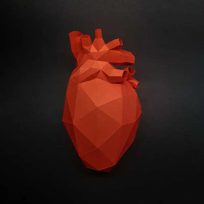 Escultura de pared de origami de 30 cm con forma de corazón de papel 3D para armar.