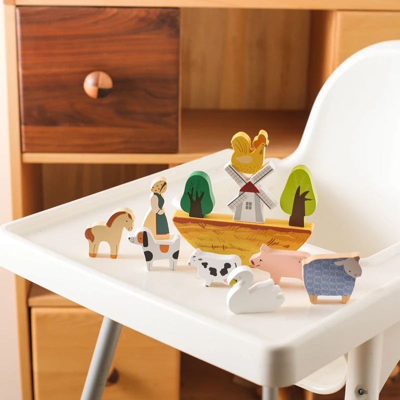 Jeu de Construction et d'Equilibre en Bois Animaux Montessori