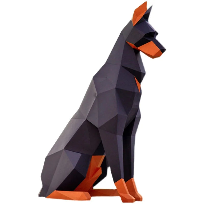 100 cm Origami Doberman Dog 3D Paper Sculpture to Assemble DIY