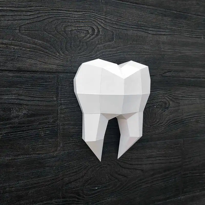 Escultura de pared de origami de 27 cm, molar de papel 3D para montar.