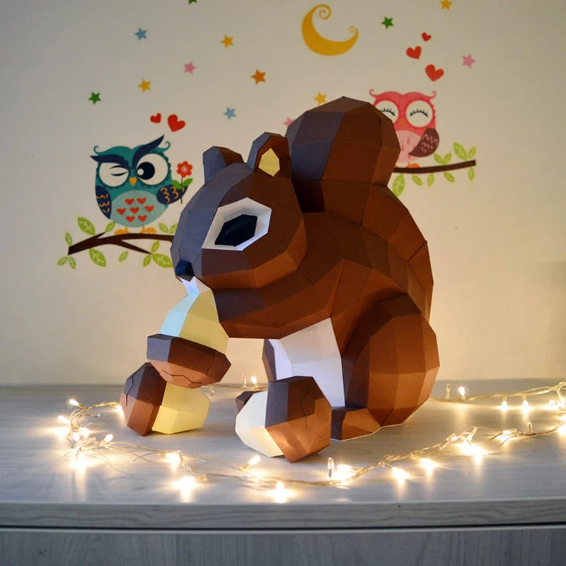 35 cm Origami Squirrel 3D Paper Sculpture to Assemble DIY