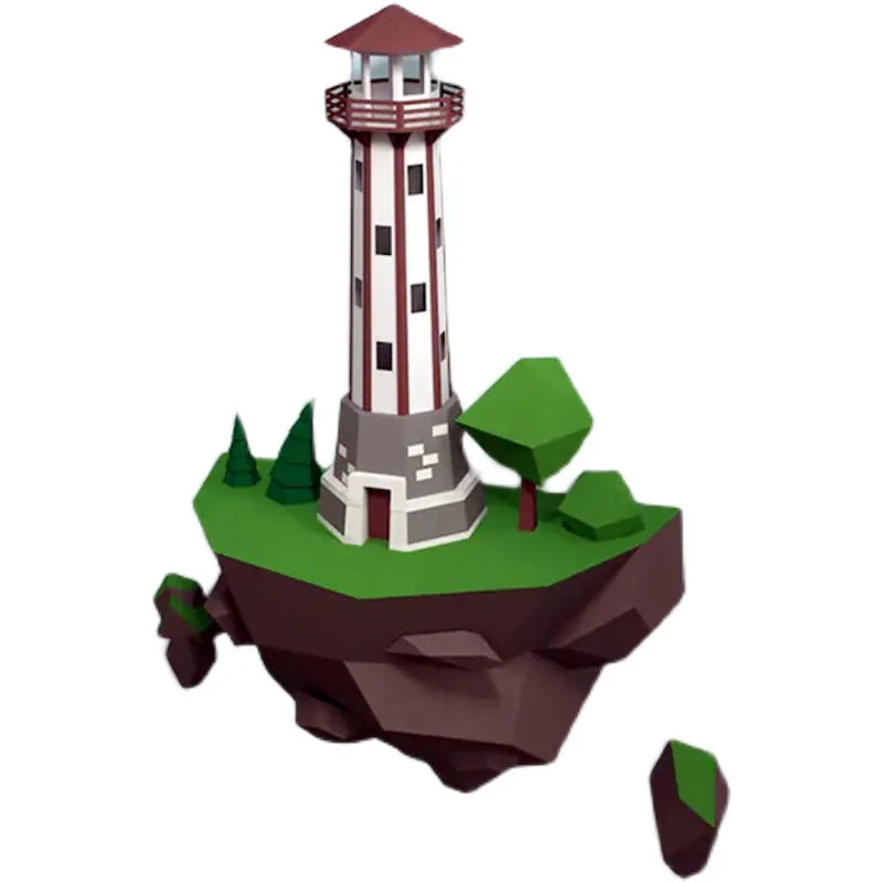Origami Wall Sculpture 54 cm 3D Paper Lighthouse to Assemble DIY