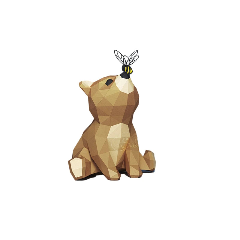 39 cm Origami Paper Bear 3D Sculpture to Assemble DIY