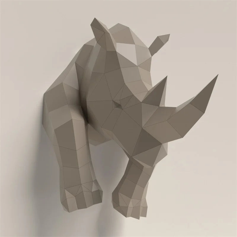 53cm Origami Wall Sculpture 3D Paper Rhinoceros to Assemble DIY
