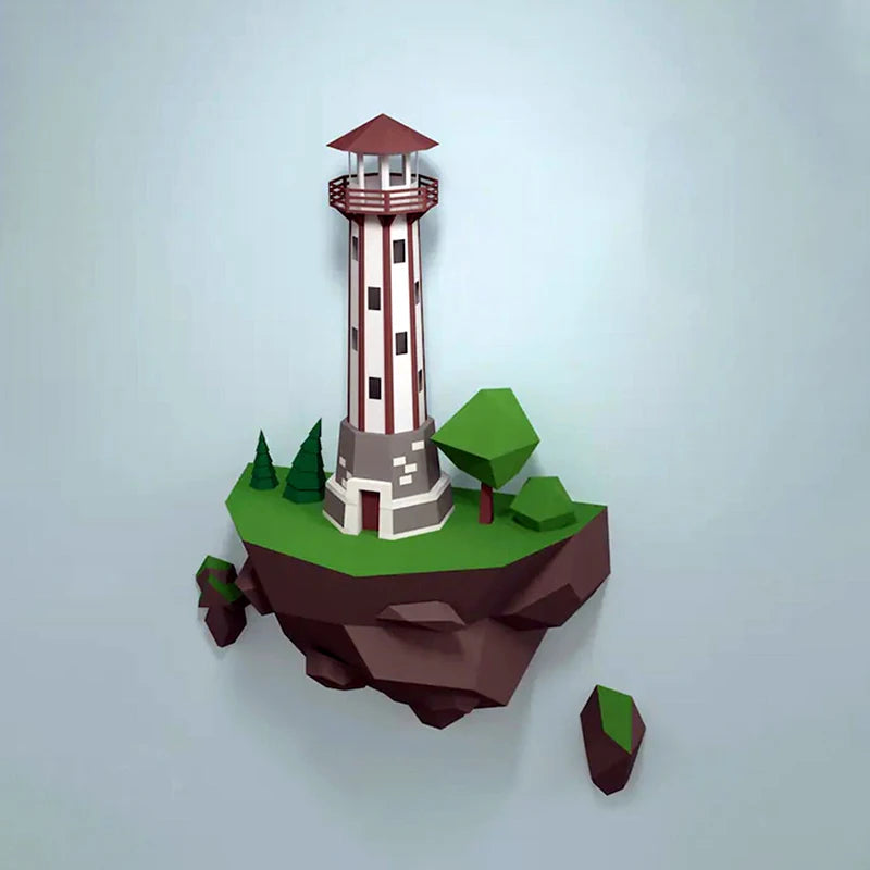 Origami Wall Sculpture 54 cm 3D Paper Lighthouse to Assemble DIY