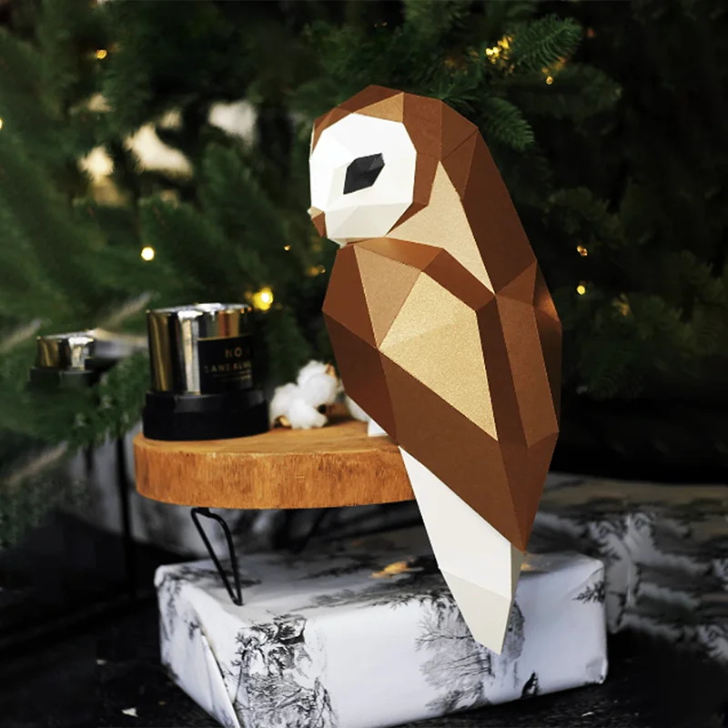 Escultura de papel 3D de búho de origami de 40 cm para armar DIY