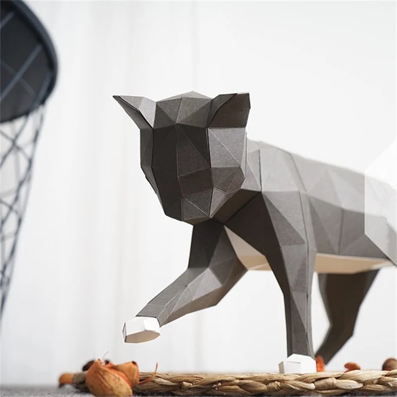 46cm Origami 3D Paper Cat Sculpture to Assemble DIY