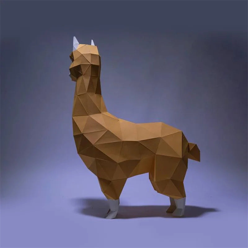 Escultura de papel 3D de alpaca de origami de 53 cm para armar DIY