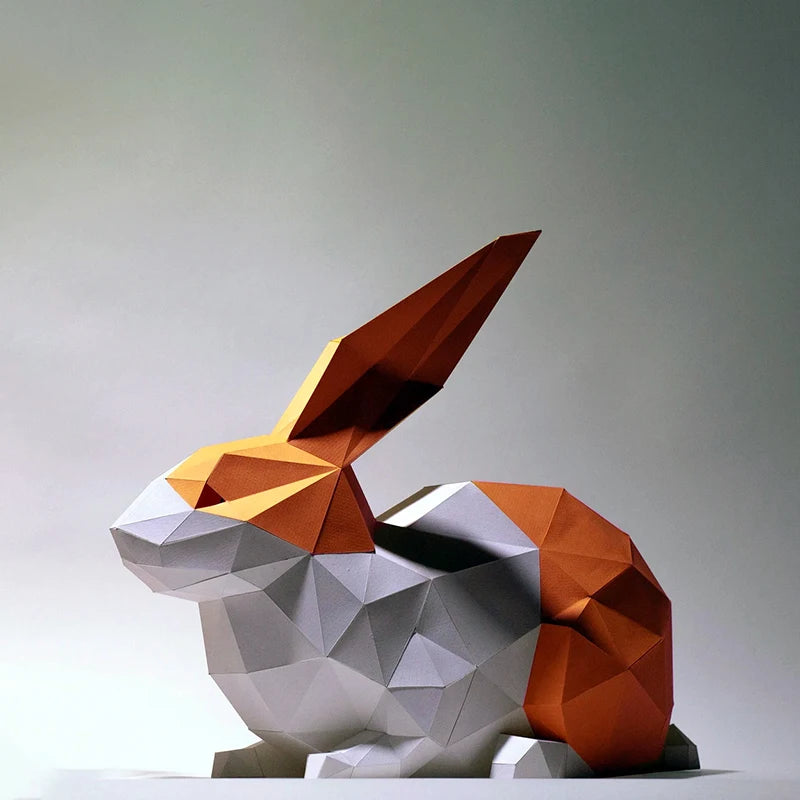 Escultura de papel 3D de conejo de origami de 37 cm para armar.