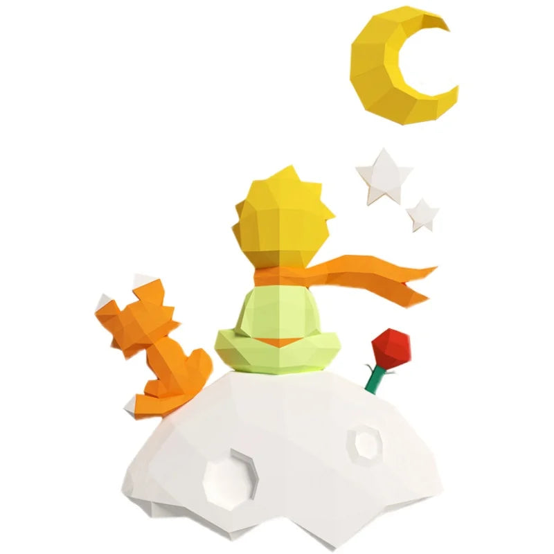 Sculpture Murale Origami 75 cm Le Petit Prince en Papier 3D à Assembler DIY