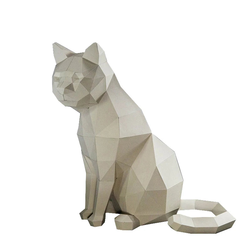 30 cm Origami 3D Paper Cat Sculpture to Assemble DIY