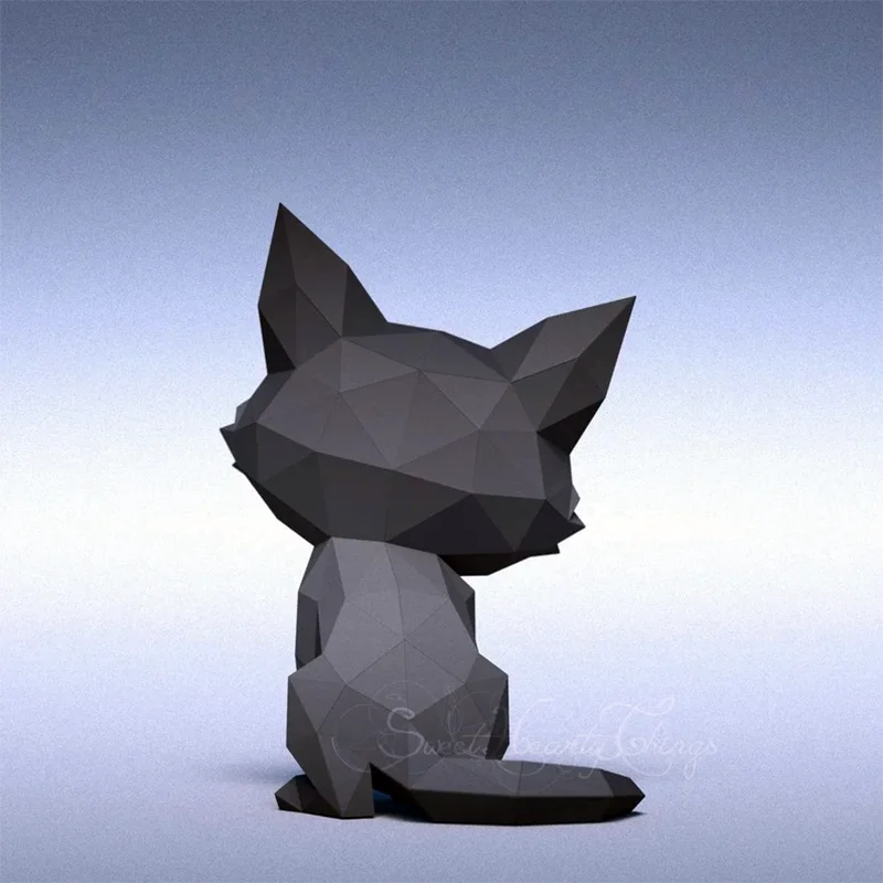 32 cm Origami Paper Cat 3D Sculpture to Assemble DIY