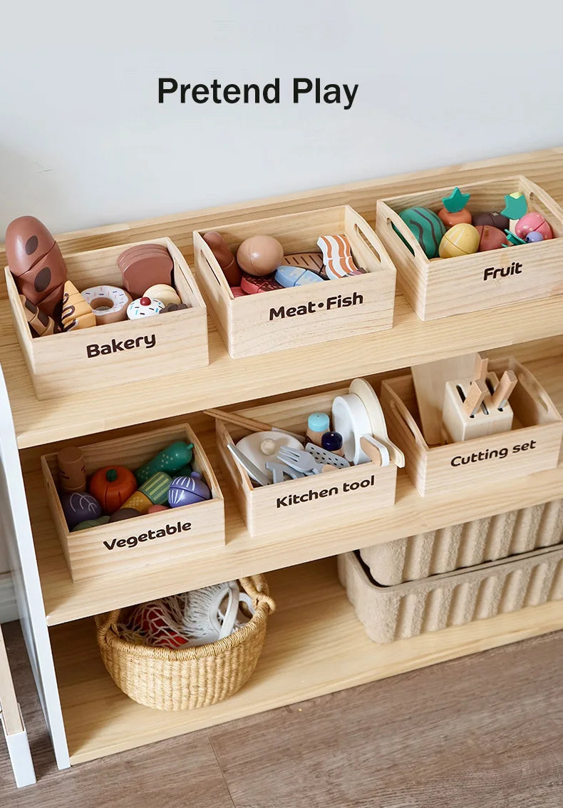 Juguete de madera Montessori para cortar comida