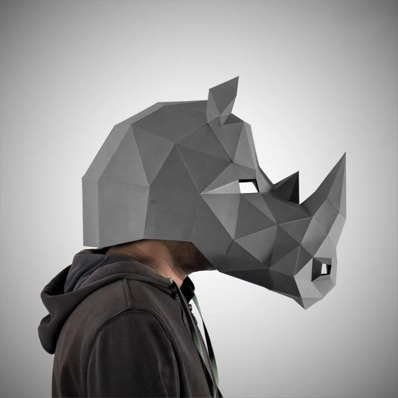 DIY 3D Paper Origami Rhinoceros Costume Mask