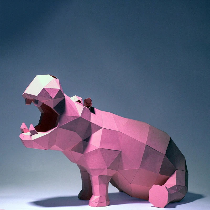 60 cm Origami Hippopotamus 3D Paper Sculpture to Assemble DIY