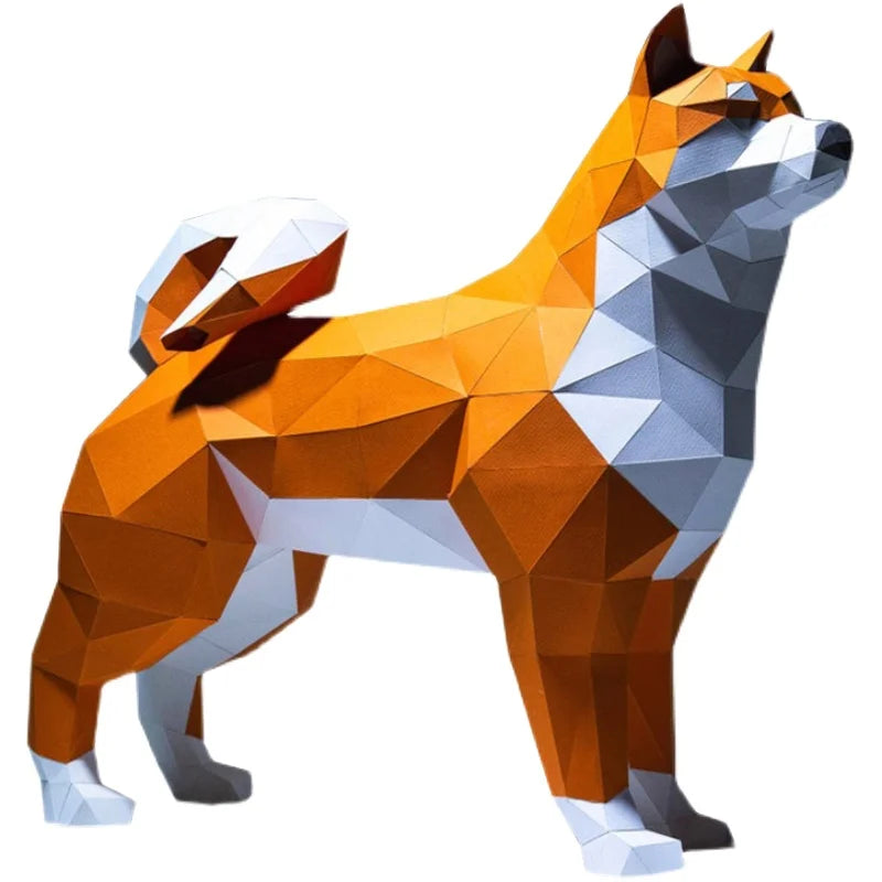 52 cm Origami Shiba Inu Dog 3D Paper Sculpture to Assemble DIY