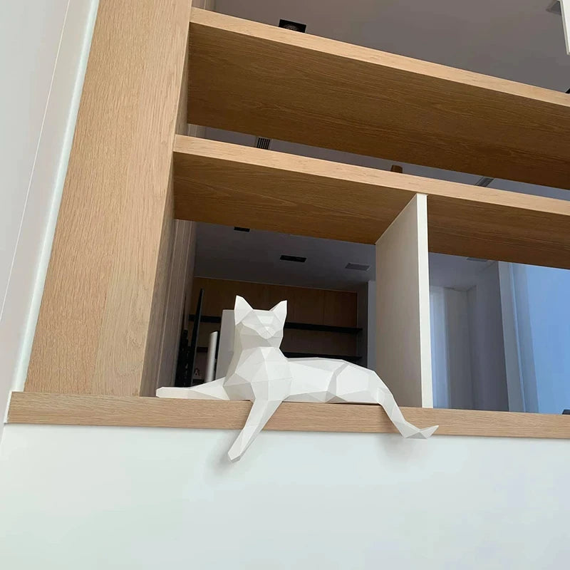 50 cm Origami 3D Paper Cat Sculpture to Assemble DIY