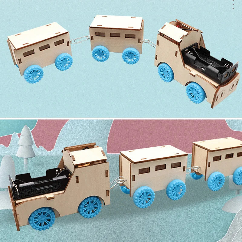 Tren eléctrico de rompecabezas de madera 3D