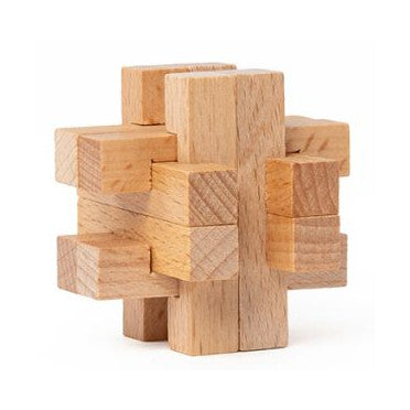 Set of 10 3D Wooden Chinese Puzzles 4.5x4.5x4.5cm