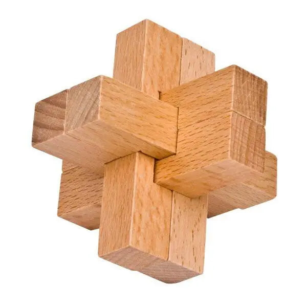 Set of 10 3D Wooden Chinese Puzzles 4.5x4.5x4.5cm