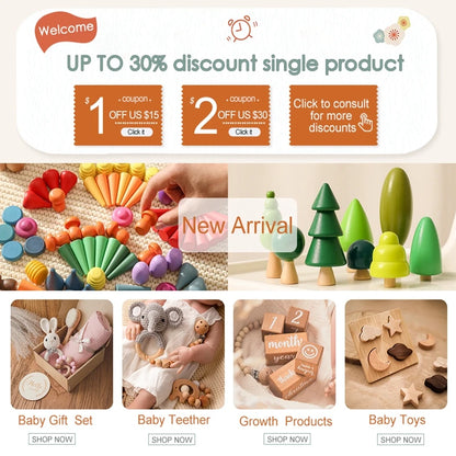 Juguete de dentición para bebé de madera y silicona, sonajero masticable