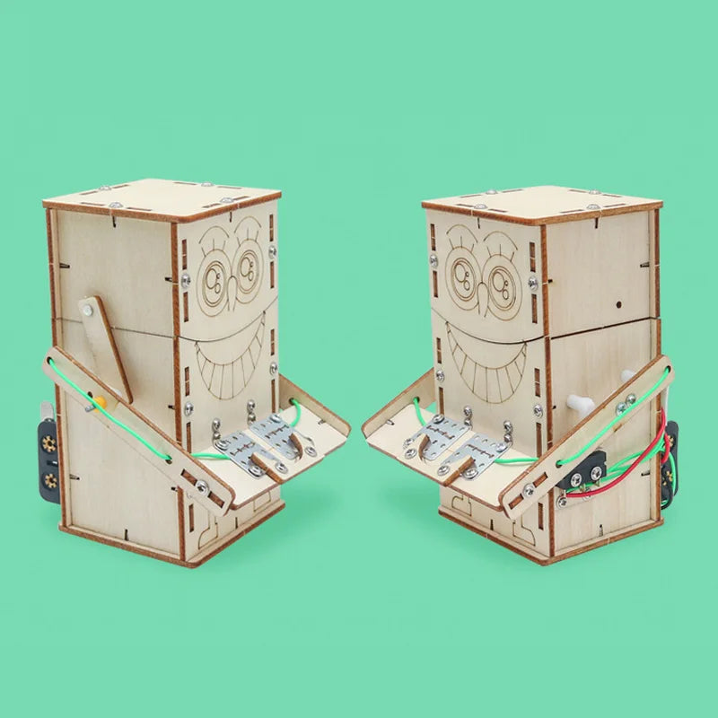 Hucha eléctrica y mecánica de madera con rompecabezas 3D